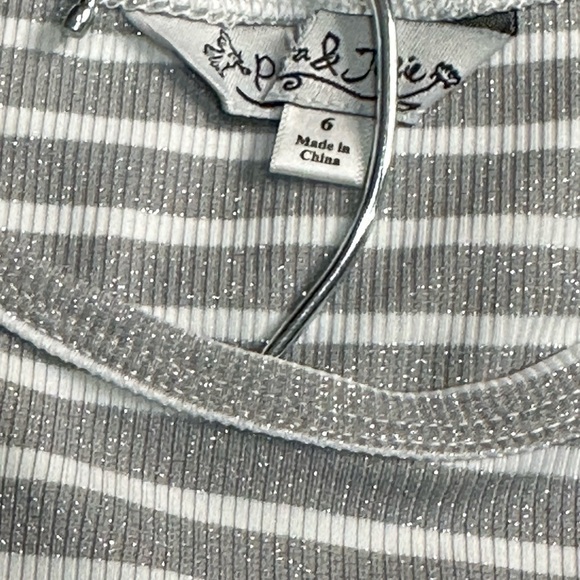 Pippa And Julie Silver Striped Tulle Shirt and Blue Jegging Set Size 6 - Picture 6 of 7